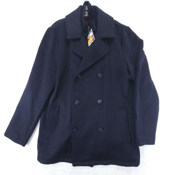 Robert Graham Wool Peacoat Mens Medium Navy Bib Front Lined Jacket Blue NWT
